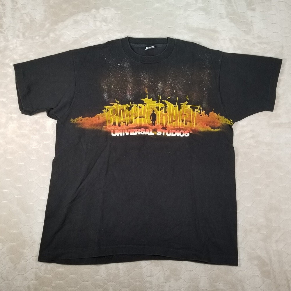 Vintage Backdraft Movie Promo T Shirt Adult Mens XL Universal Studios‎ 90s Black